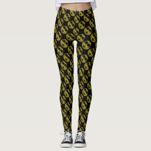 Sparkly Smileys Gult Guld sparkles mönster Black Leggings