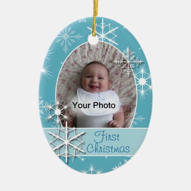 Sparkly Snöflingor Photo jul Ornament (Framsidan)