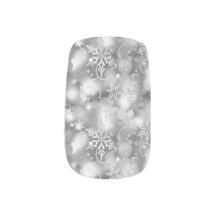 Sparkly Snöflingor, Silver: Jul Nail Wraps