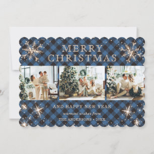 Sparkly Snowflake Blue Buffalo Play Photo Collage Julkort