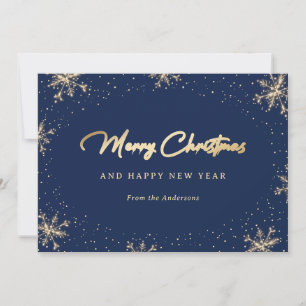 Sparkly Snowflake Blue och Guld Julkort