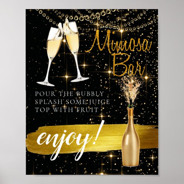 Sparkly So Elegant Möhippa Brunch Mimosa Pub Sign Poster (Framsidan)