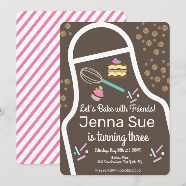 Sparkly Sprinkle Cupcoa Decorating Birthday Inbjudningar (Fram/baksida)