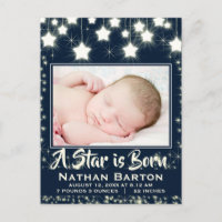 Sparkly Stars Baby Photo Ram Birth Notice
