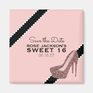 Sparkly stiletthäl söta 16 sparar daterarosorna magnet