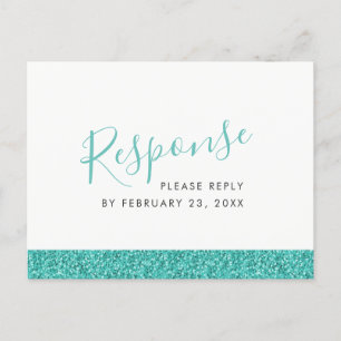 Sparkly Teal Blue OSA Response POSTCARD Inbjudan Vykort