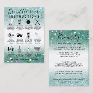Sparkly Teal Grönt Glitter Brows AEftercare Icon Visitkort