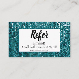 Sparkly Teal Sequin|Referenskort för Anpassningsba Rabattkort