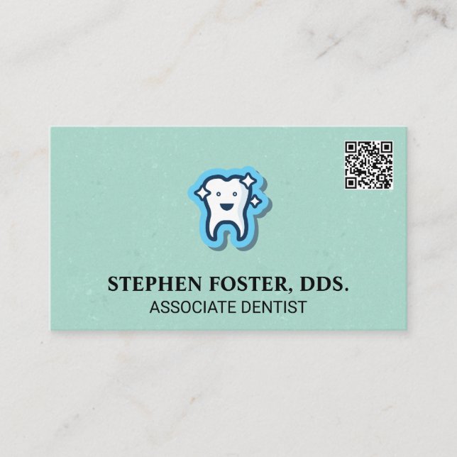 Sparkly Tooth-ikon | QR-kod Visitkort (Framsida)