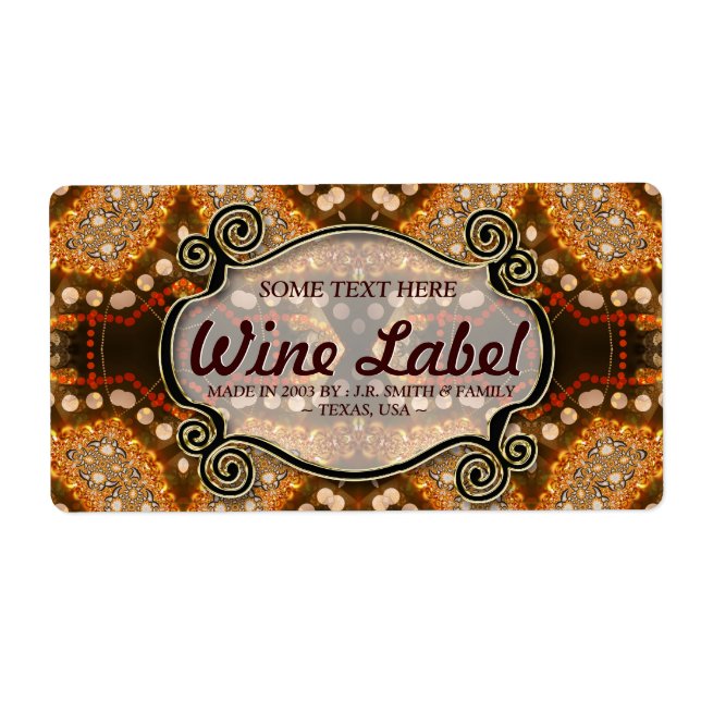 Sparkly Tribal Earth Bröllop Vin/Drink Labels Fraktsedel (Framsidan)