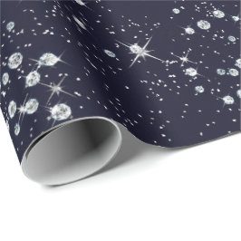 Sparkly Twilight Blue Marine Himlar Silver Diamond Presentpapper