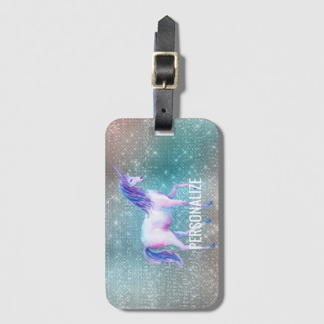 Sparkly Unicorn Bagagebricka (Framsida vertikal)