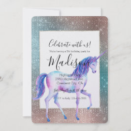 Sparkly Unicorn Birthday Inbjudningar