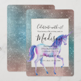 Sparkly Unicorn Birthday Inbjudningar