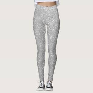 Sparkly utskrivavet silverglitter för Faux lägga Leggings