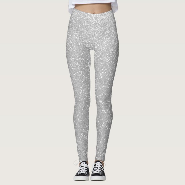 Sparkly utskrivavet silverglitter för Faux lägga Leggings (Framsida)