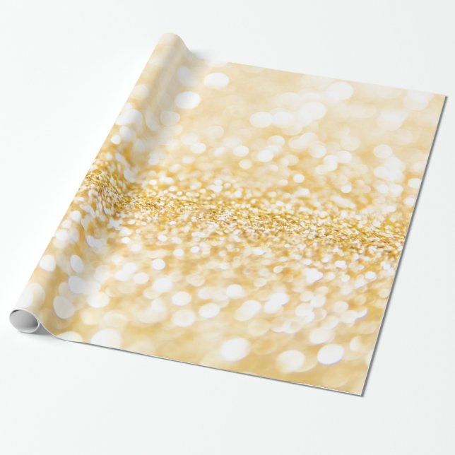 Sparkly White och Guld Glitter Presentpapper (Utrullad)