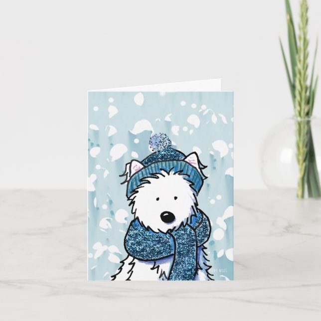 Sparkly Winter Westie Card Kort (Framsida)