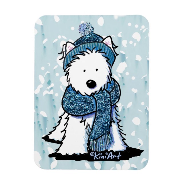 Sparkly Winter Westie Flexi Magnet (Vertikal)