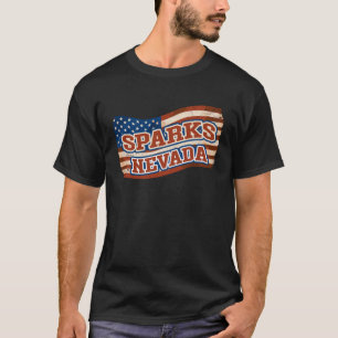 Sparks City Nevada American Flagga T Shirt