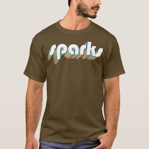 Sparks Retro Rainbow Typography Faded Stil T Shirt