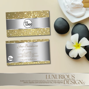 Sparkstenar och Logotyp i Luxurij Silver Guld Glit Visitkort