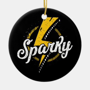 Sparky Electrician Funny Lineman Pappa Retro Julgransprydnad Keramik