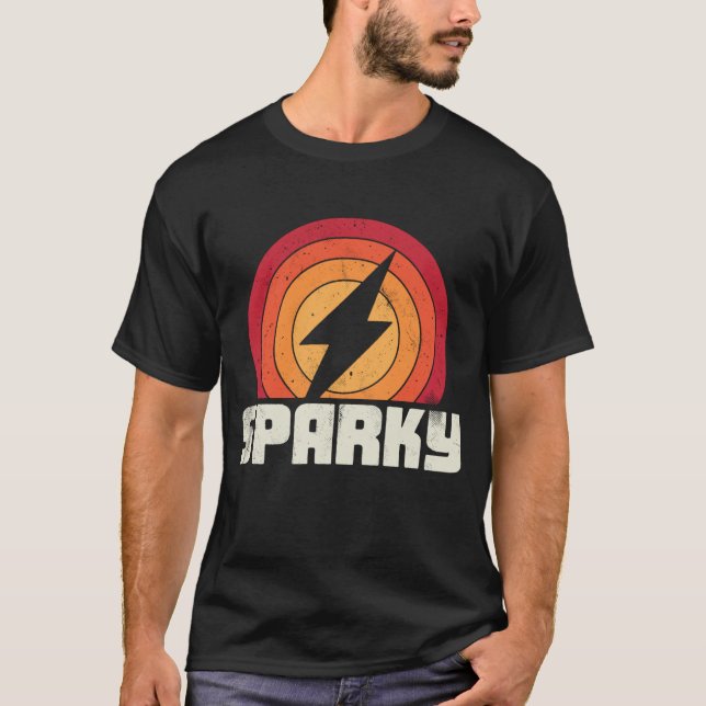 Sparky Electrician Funny Lineman Pappa Retro Vinta T Shirt (Framsida)