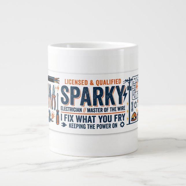 Sparky elektriker present jumbo mugg (Framsidan)