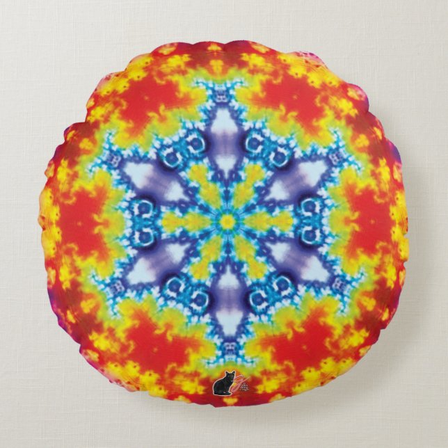 Sparky Kaleidoscope Rund Kudde (Framsidan)