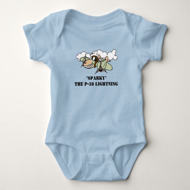 Sparky, P-38-blixten Baby Bodykostym T Shirt (Framsida)