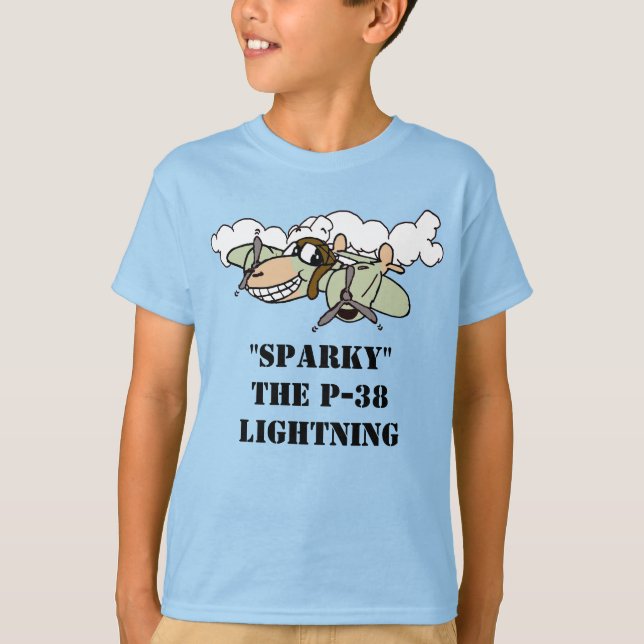 Sparky, P-38 Lightning Tecknad T-Shirt (Framsida)