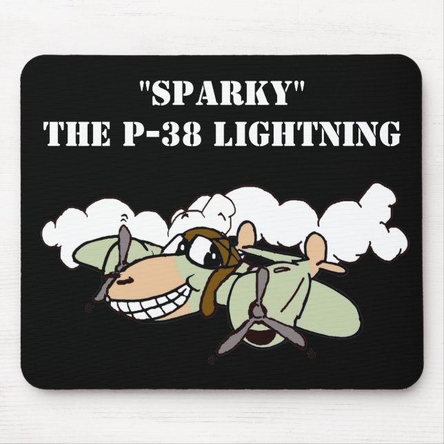 "Sparky" Tecknaden P-38 Lightning Musmatta (Framsidan)