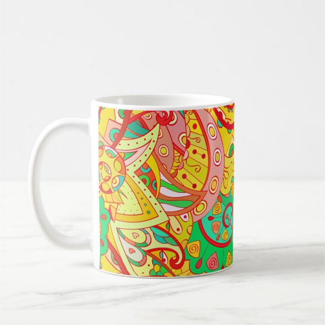 Spårlöst mönster. Mehndi-design. Etniskt kol Kaffemugg (Vänster)