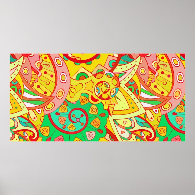 Spårlöst mönster. Mehndi-design. Etniskt kol Poster (Framsidan)