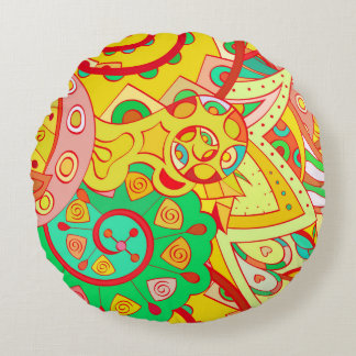 Spårlöst mönster. Mehndi-design. Etniskt kol Rund Kudde