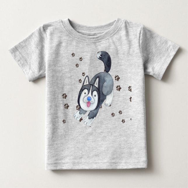 Spårning för Skapar av Puppy Hund i Baby T Shirt (Framsida)