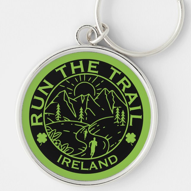 Spårning Irland Rund Silverfärgad Nyckelring (Framsidan)