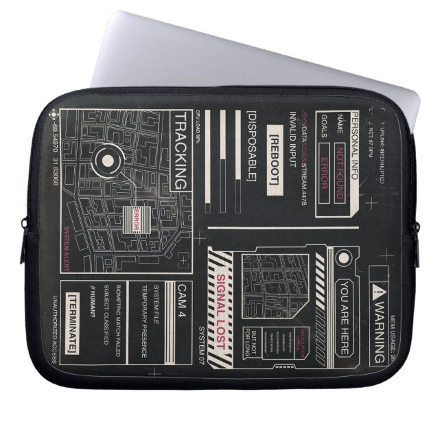 Spårning - Teknobrutalist Streetwear Design Laptop Fodral (Framsidan)