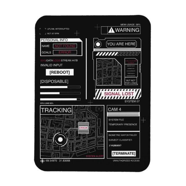 Spårning - Teknobrutalist Streetwear Design Magnet (Vertikal)