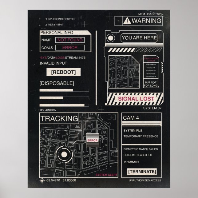 Spårning - Teknobrutalist Streetwear Design Poster (Framsidan)