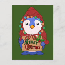 Spärra pinguin önskemål god jul Thrid Vykort