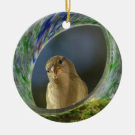 Sparrad i dekorn julgransprydnad keramik