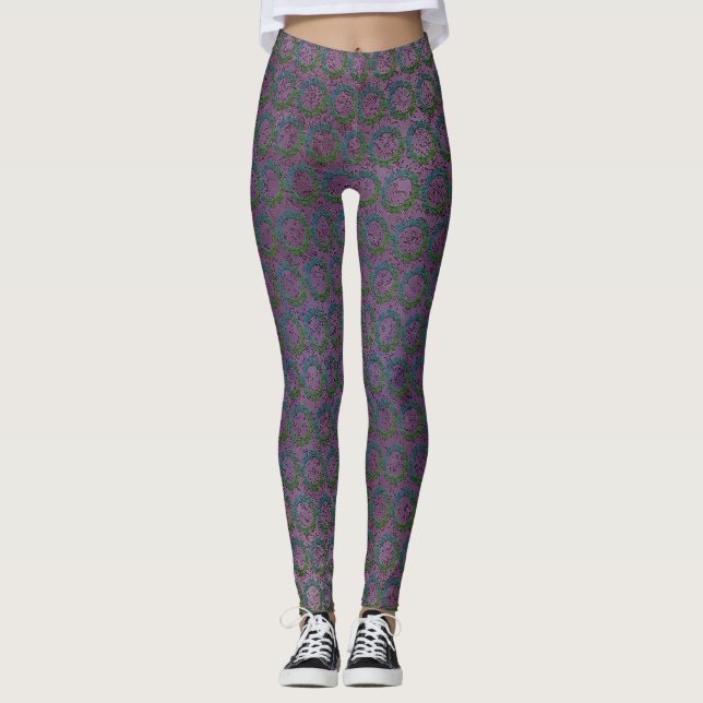 Spärrade Lila inspirations Leggings (Framsida)