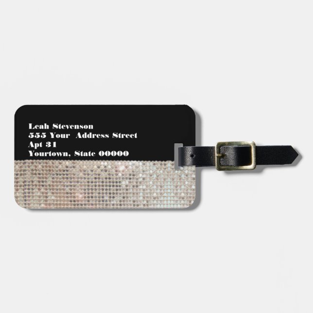 Spärrande sequins Luggage Tag Bagagebricka (Horisontell Framsida)