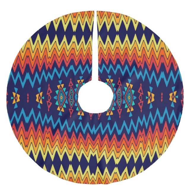 Sparrar och rhombusabstraktdesign julgransmatta borstad polyester (Framsidan)