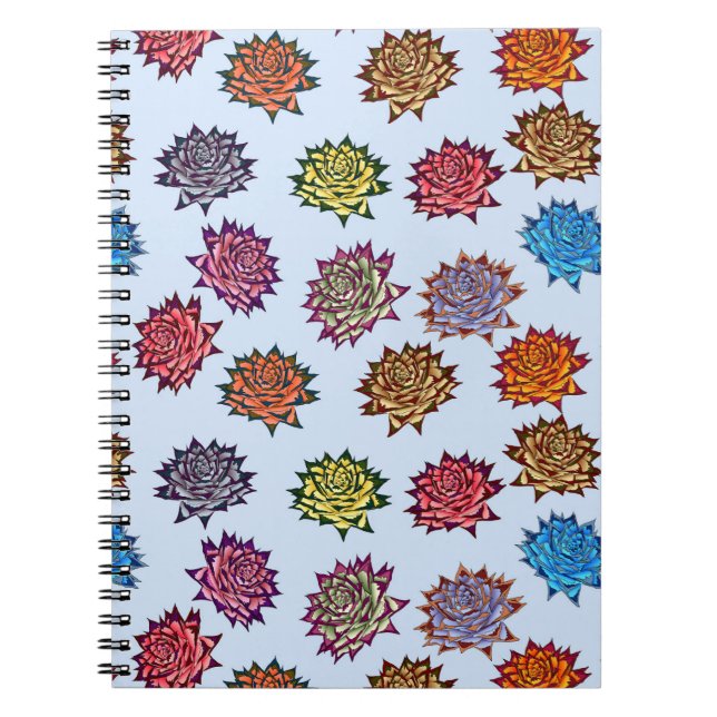 Spärrat Ro-utskrift, Modern Stil-Blommönster Anteckningsbok (Framsidan)