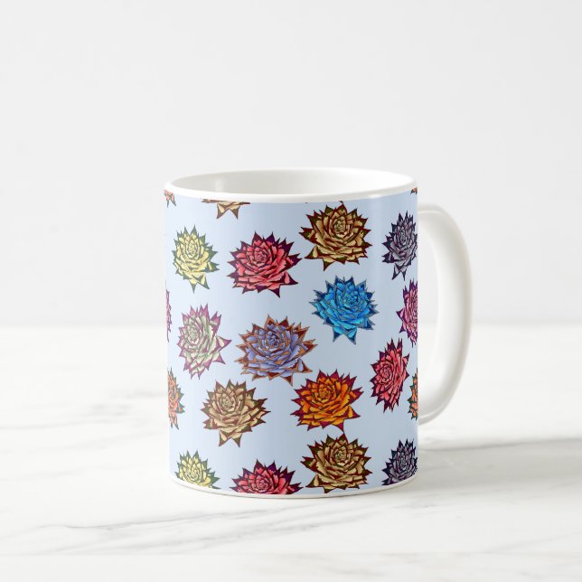 Spärrat Ro-utskrift, Modern Stil-Blommönster Kaffemugg (Framsida höger)