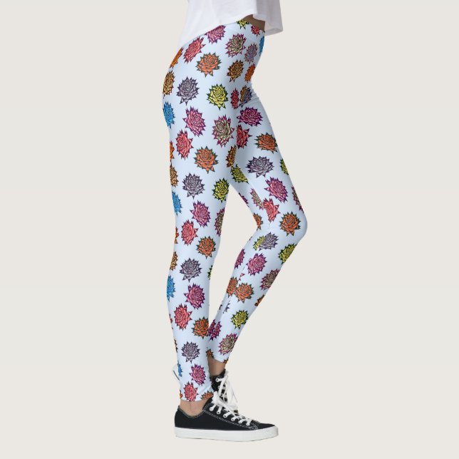 Spärrat Ro-utskrift, Modern Stil-Blommönster Leggings (Höger)