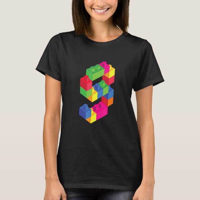 Spärrbarn 9:e året gammal Byggnad Blockfödelse T Shirt (Framsida)